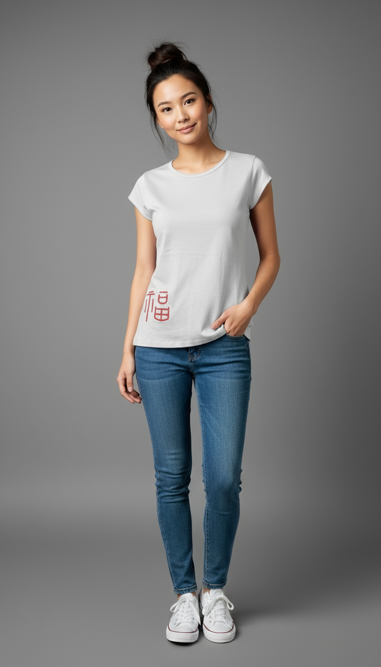 Prosperity Embroidered Short-sleeved White T-shirt