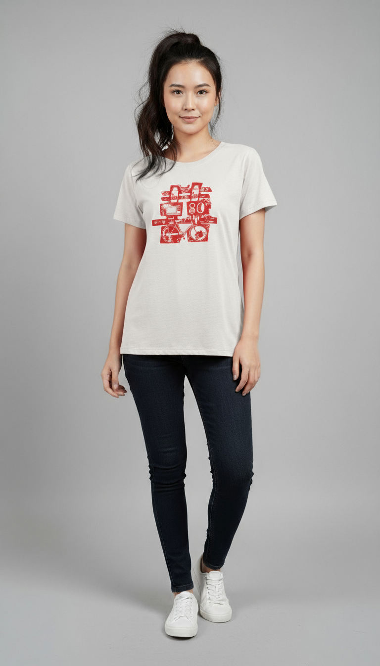 Double Happiness A-line White T-shirt