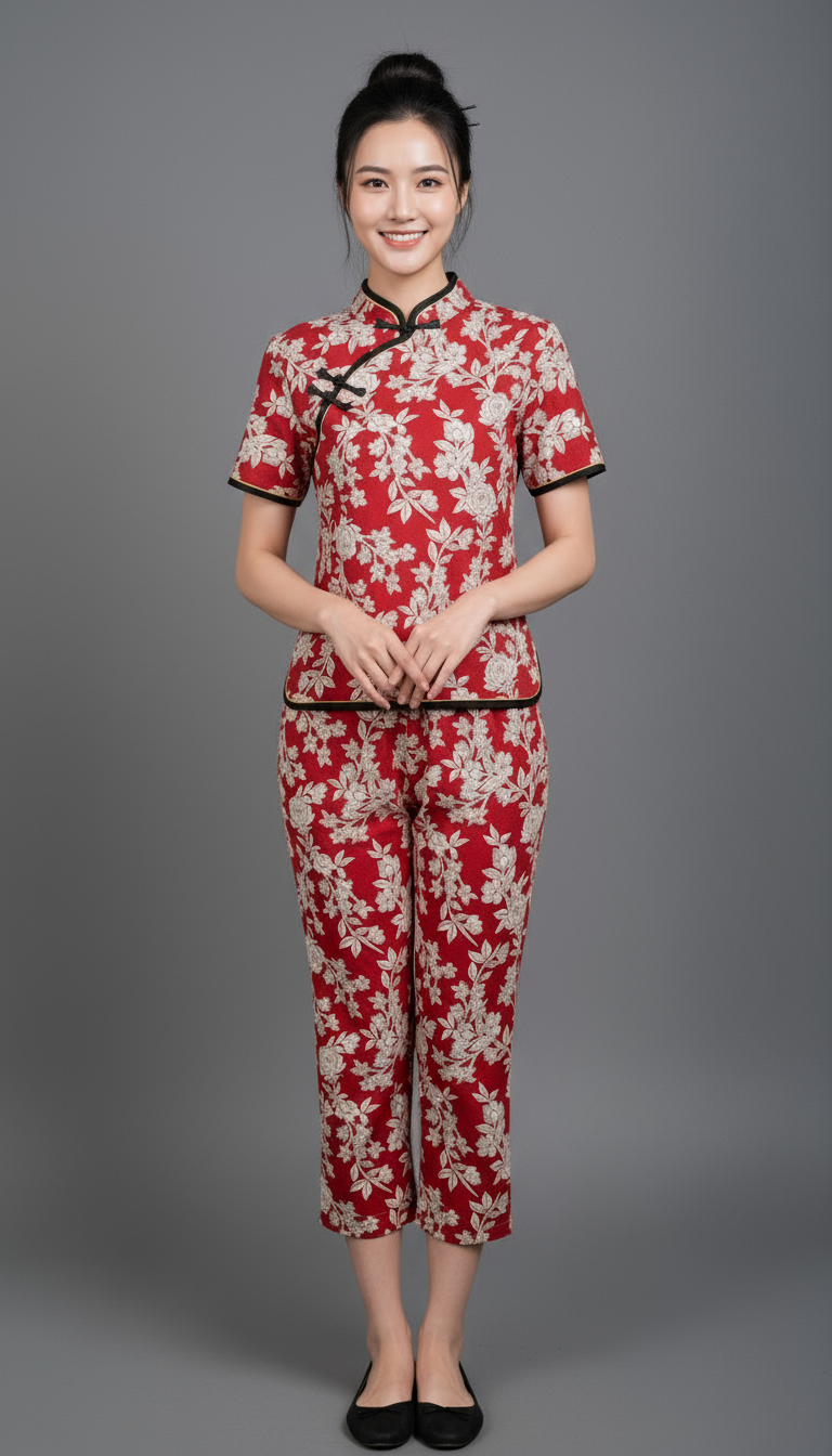 Red Floral Machai Set