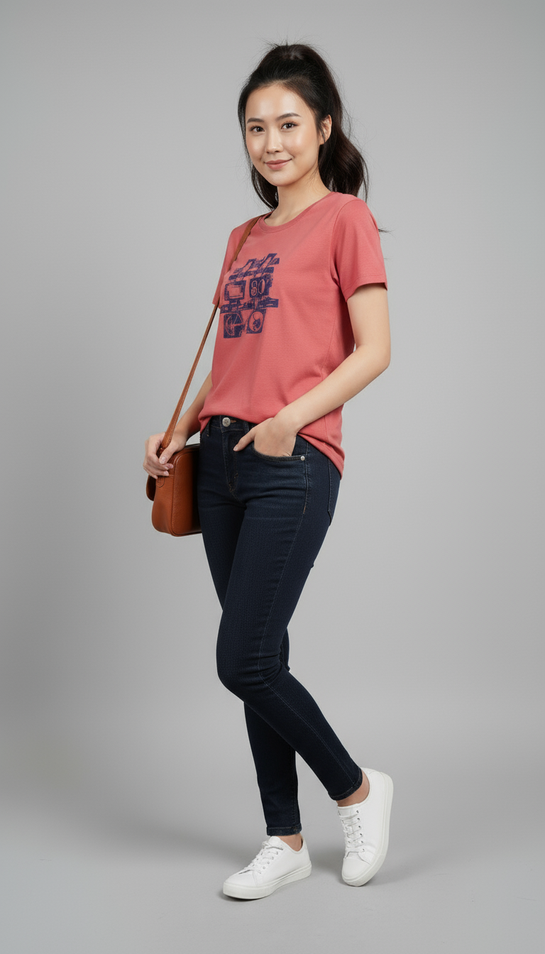 Double Happiness A-line Salmon T-shirt