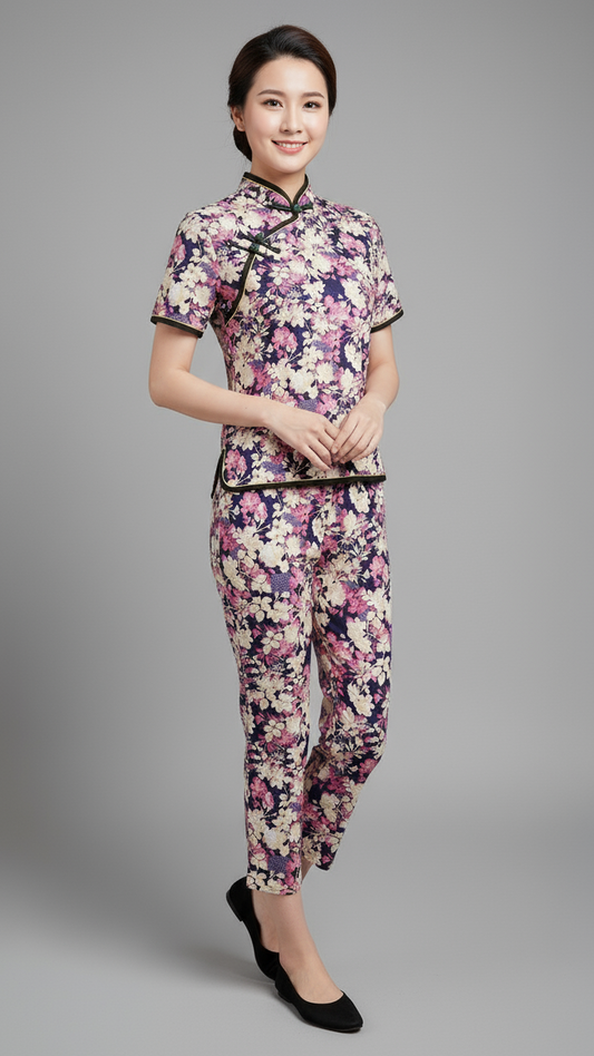 Beige Floral Machai Set