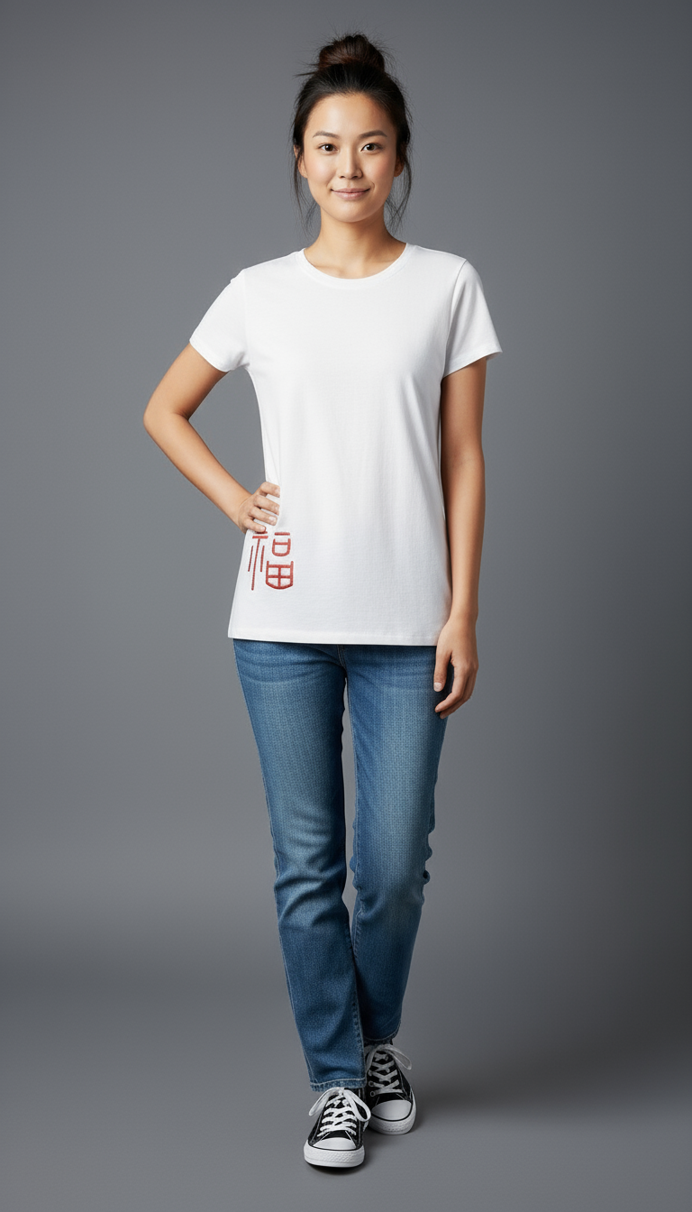 Prosperity Embroidered A-line White T-shirt