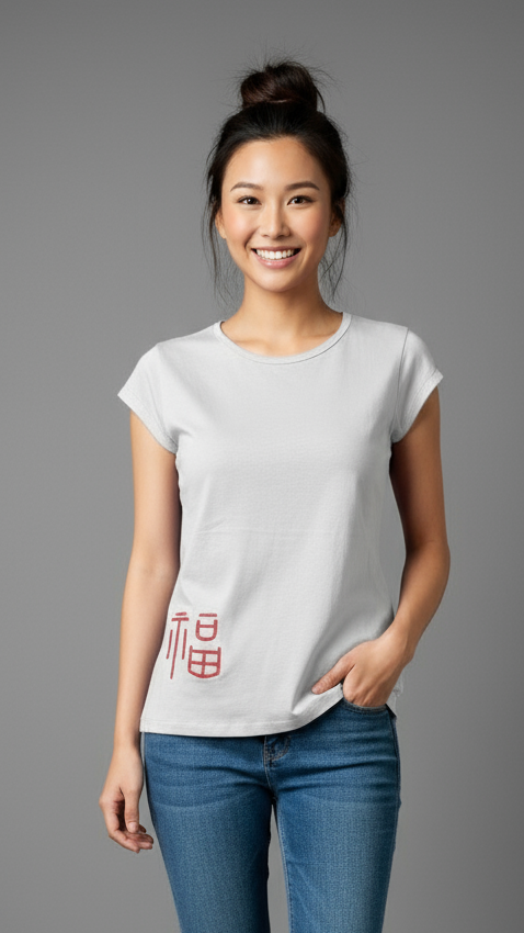 Prosperity Embroidered Short-sleeved White T-shirt