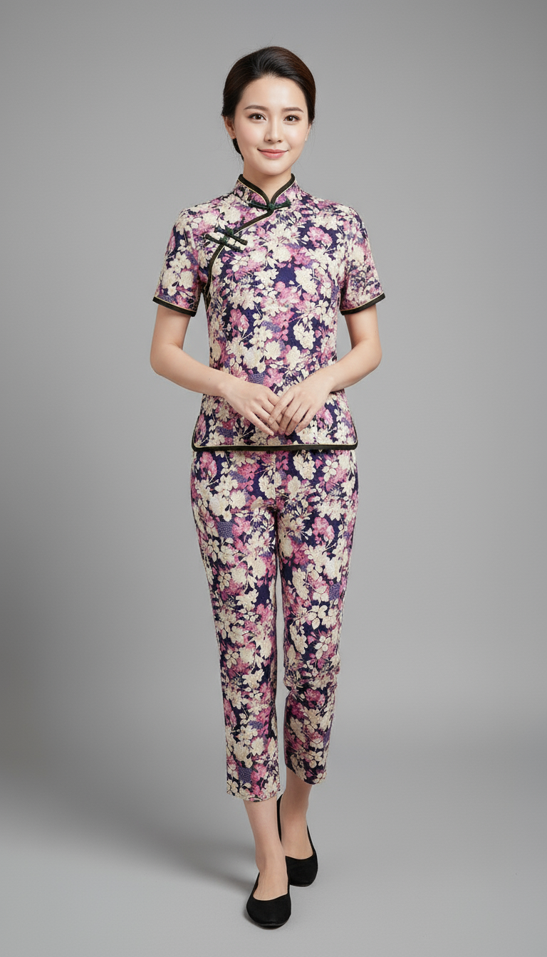 Beige Floral Machai Set