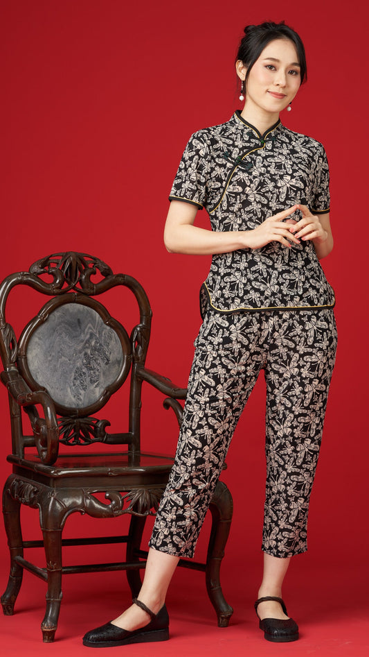 Black & White Floral Machai Set