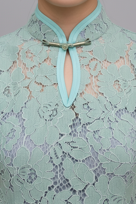 Mint Lace Sleeveless Cheong Sam