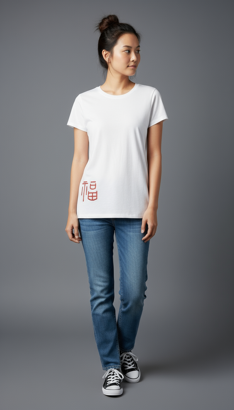 Prosperity Embroidered A-line White T-shirt