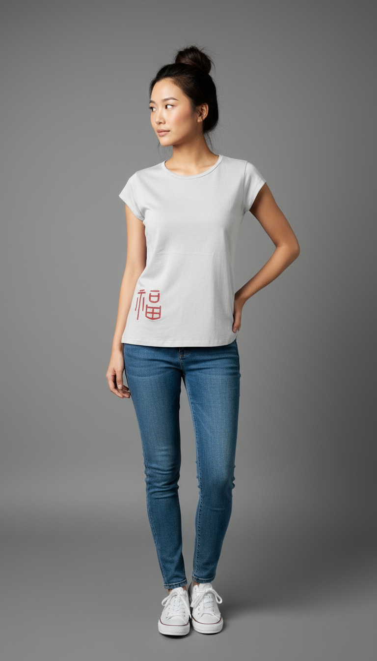 Prosperity Embroidered Short-sleeved White T-shirt