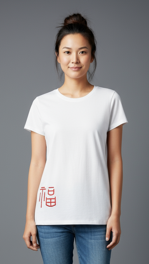 Prosperity Embroidered A-line White T-shirt