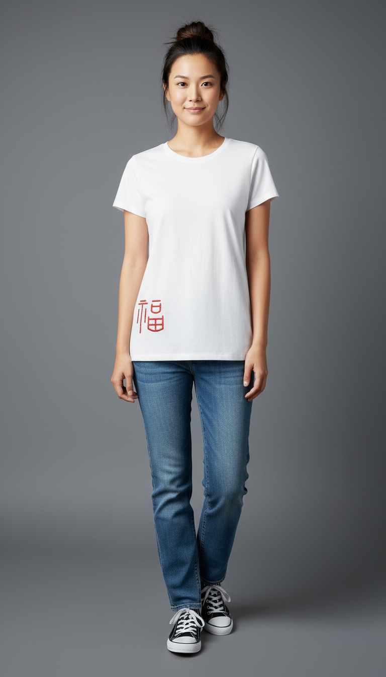 Prosperity Embroidered A-line White T-shirt