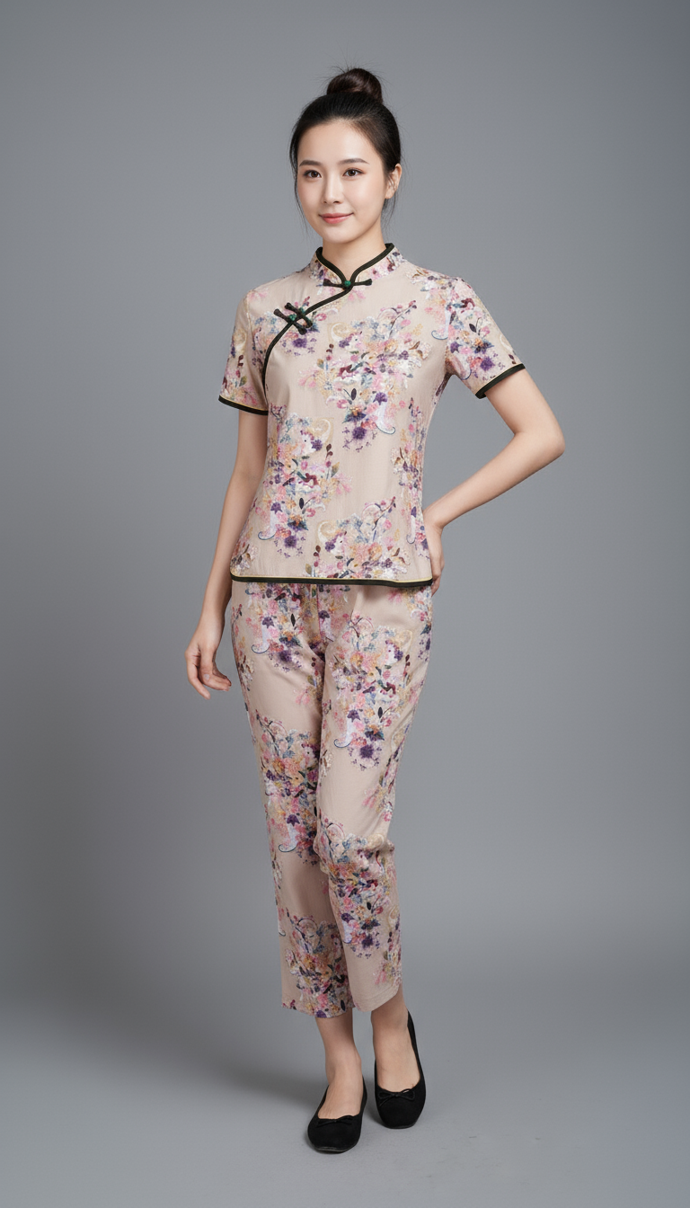 Light Brown Floral Machai Set